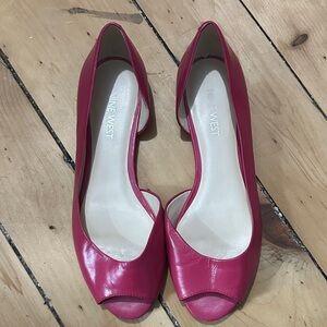 Nine West Women's Hot Pink Peep-Toe Flats